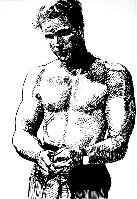 Marlon Brando Made Me Gay 2009, ink on paper, 22" x 30"